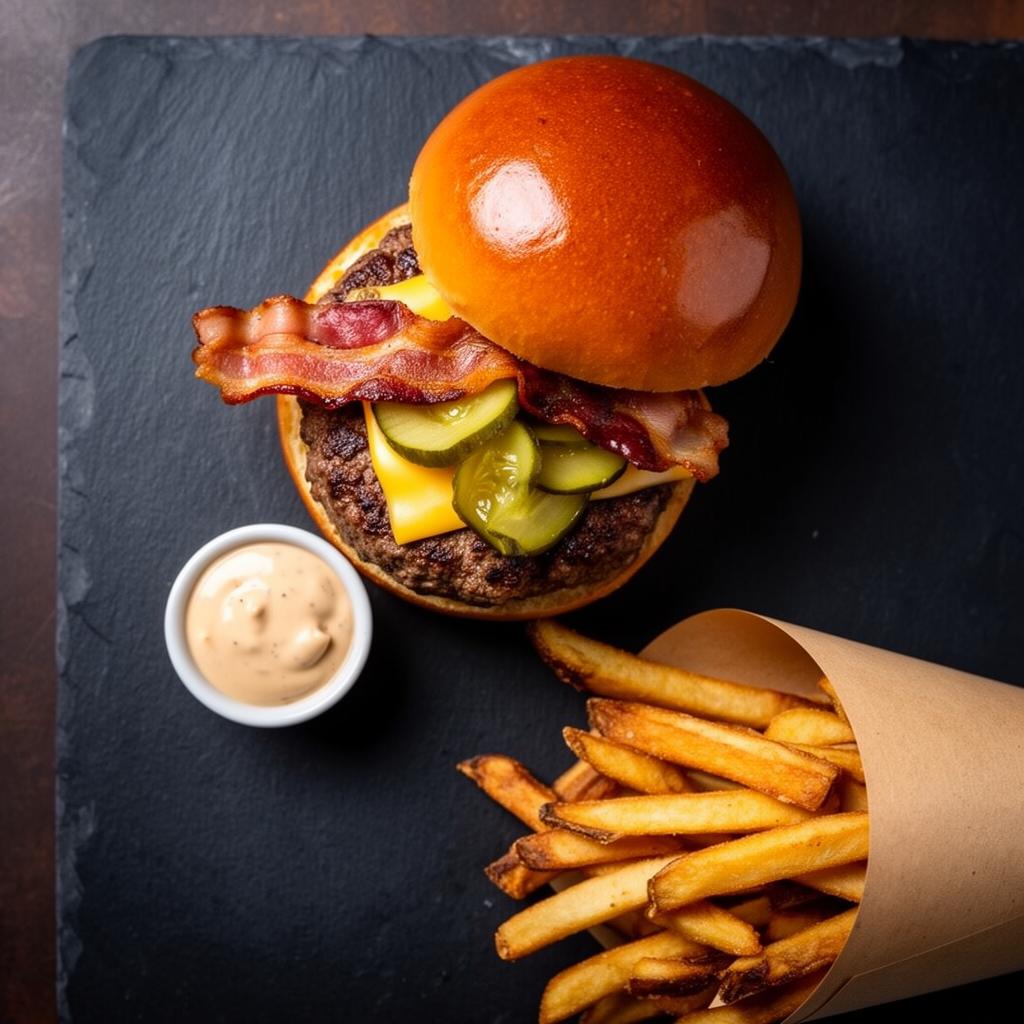 Burger artisanal Breizh Coast avec frites